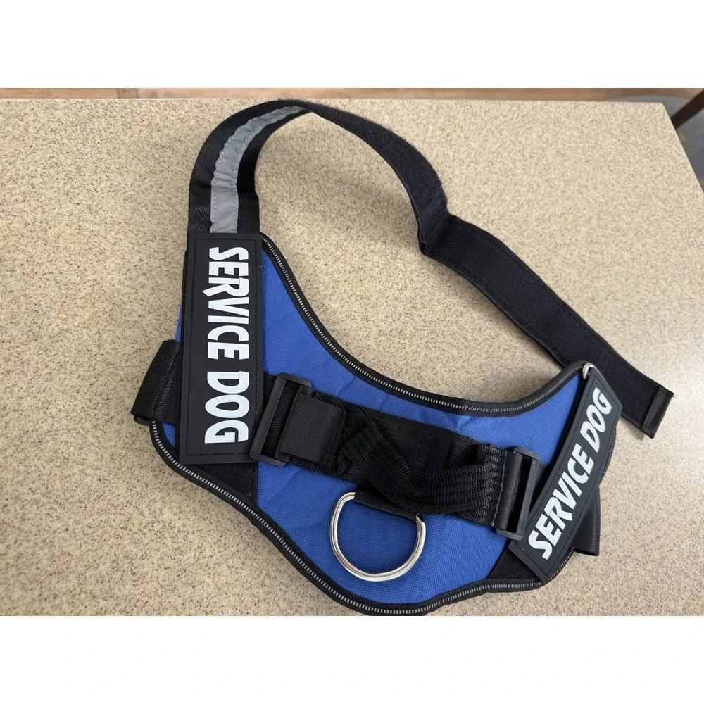Service Dog Vest Harness Large Reflective Blue Black New